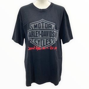 HARLEY-DAVIDSON Vintage Single Stitch Black Short Sleeve Graphic Tee Size Large